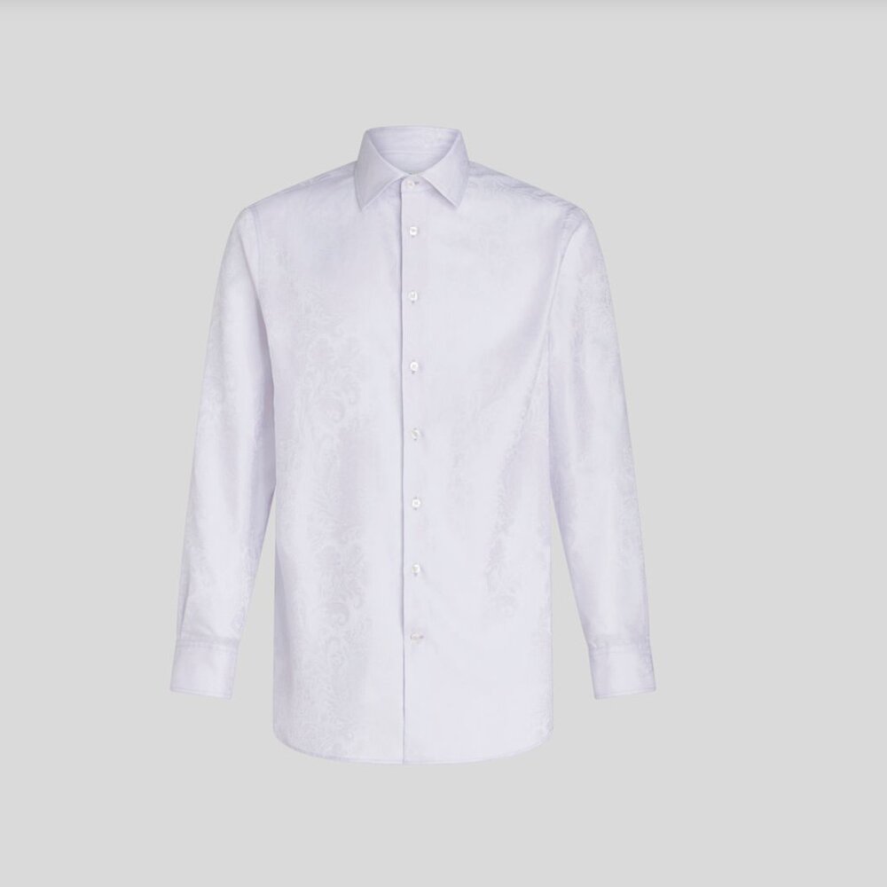 ETRO Men's White Paisley Jacquard Shirt NWOT